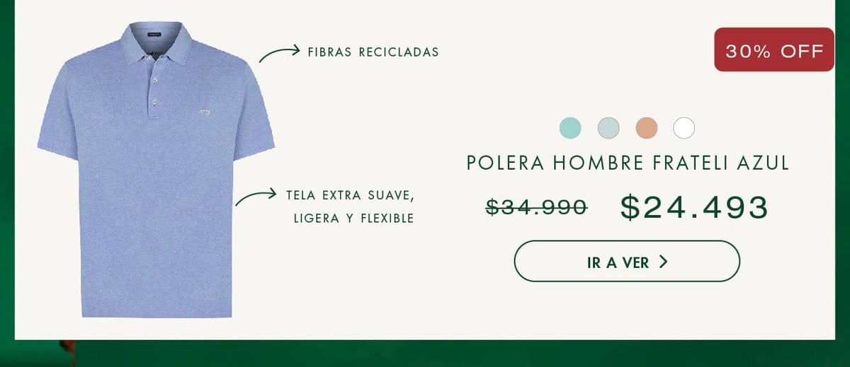 Polera hombre frateli azul 30% OFF 24.493